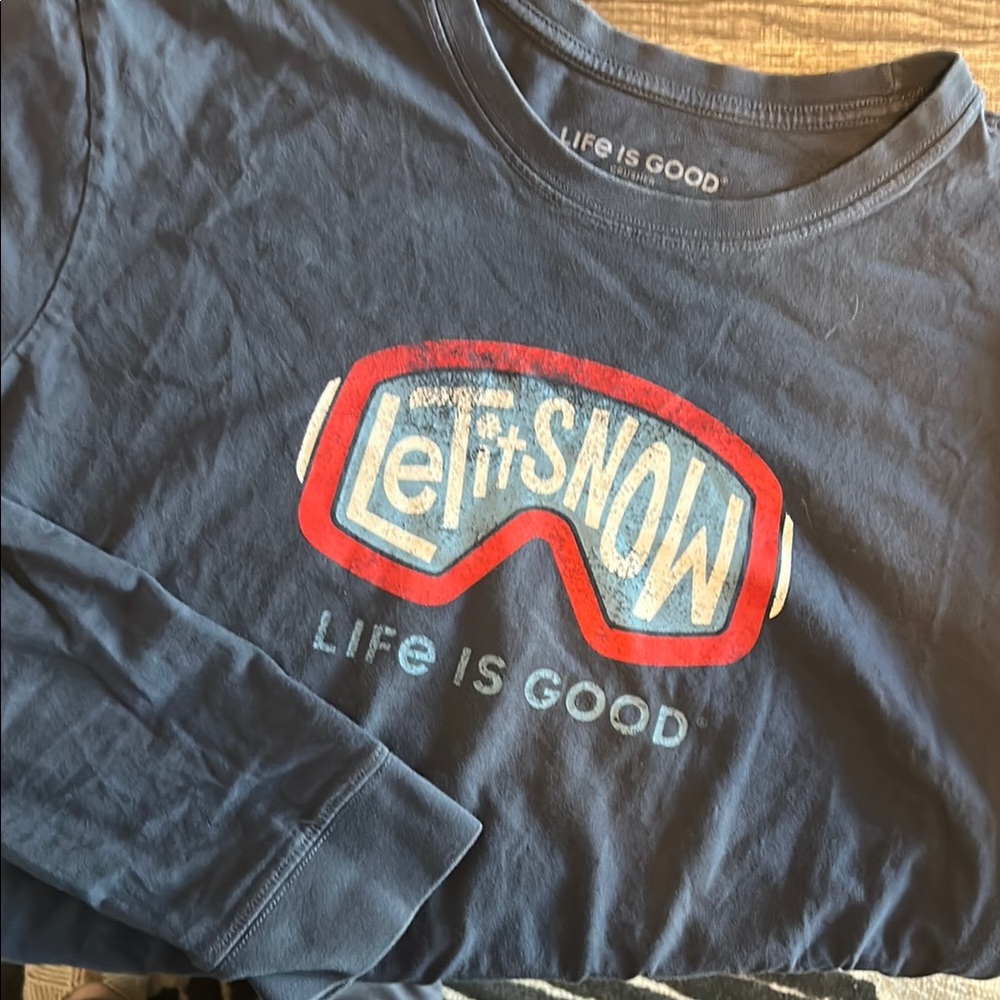 Life is Good 'Let it Snow' Blue Long Sleeve Shirt